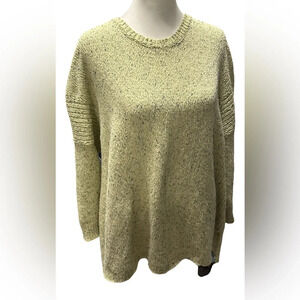 J Jill Sweater Womens L Marled Flecked Yellow 3/4 Sleeve Ribbed Pullover